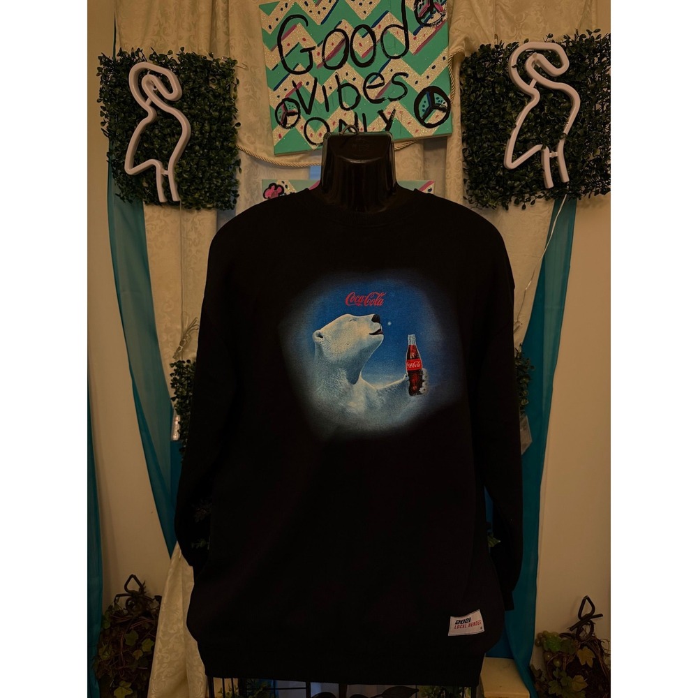 Rare 2021 Coca-Cola x Local Heroes PolarBear Coke Bottle Crewneck Sweatshirt SzL